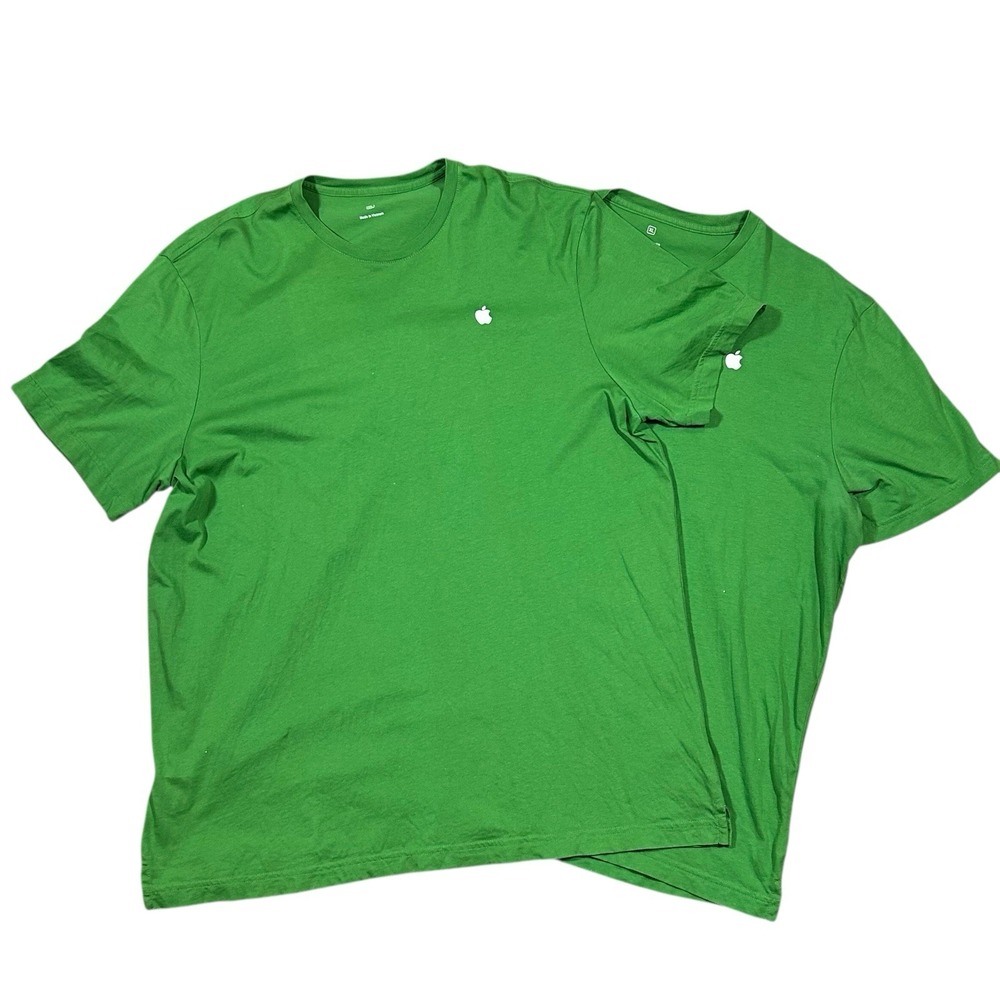 Apple Store T-Shirt Mens XL‎ Green Recycled Cotton Employee Logo Lot Of 2